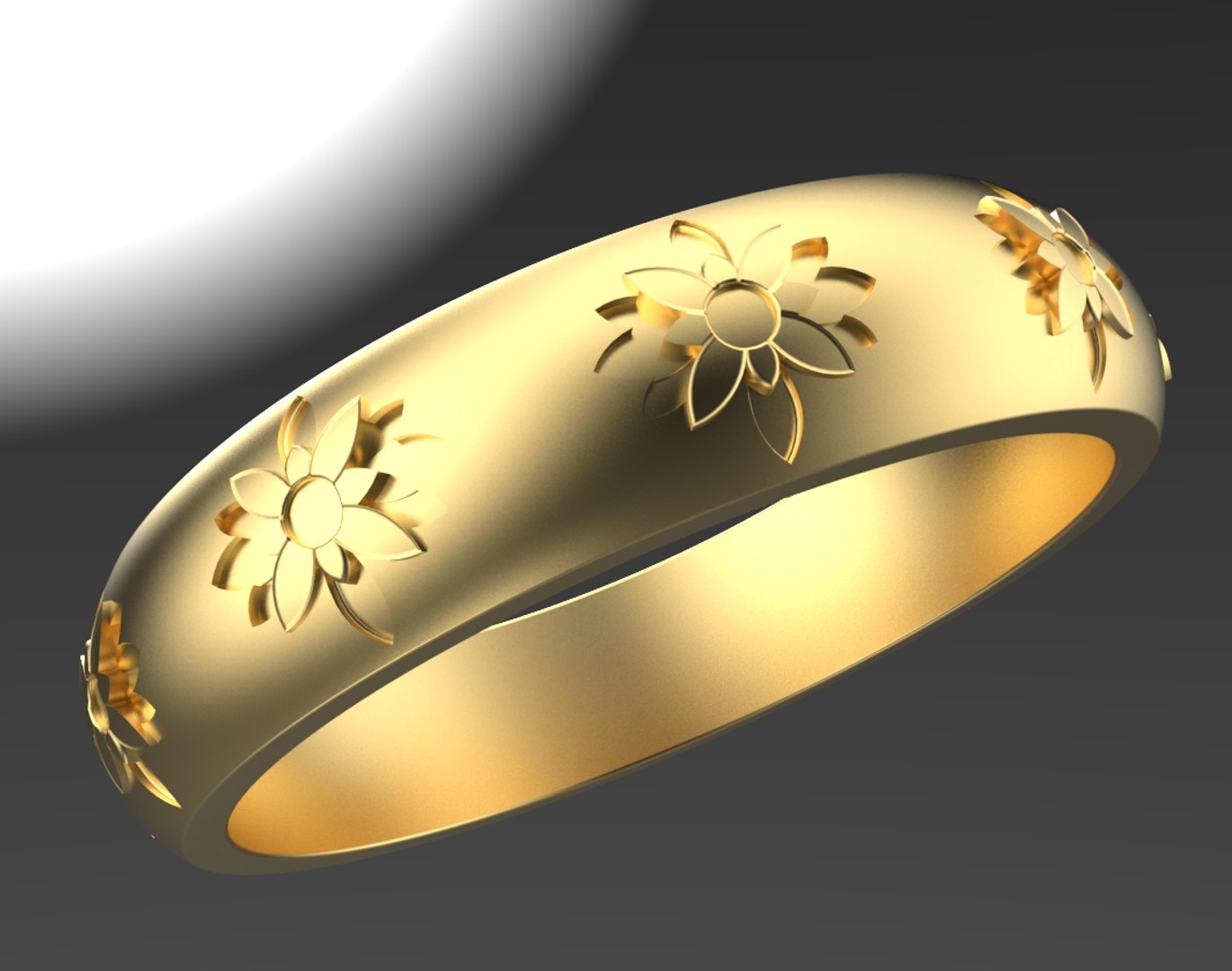 Golden Ring With Textured Flowers Model - TurboSquid 2142451