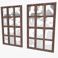 Broken Window Shard In Wooden Frame