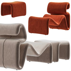Artilleriet - Etcetera Fabric Lounge Chair and Footstool