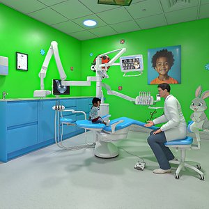 3D Pediatric Dental Office with People model