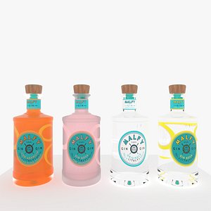 3D Malfy  Gin Bottles 4K