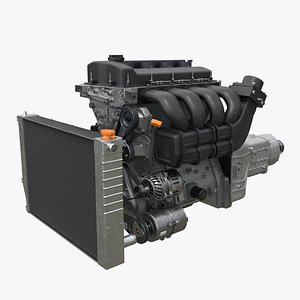 Straight-Four Engine and Gearbox 3D model