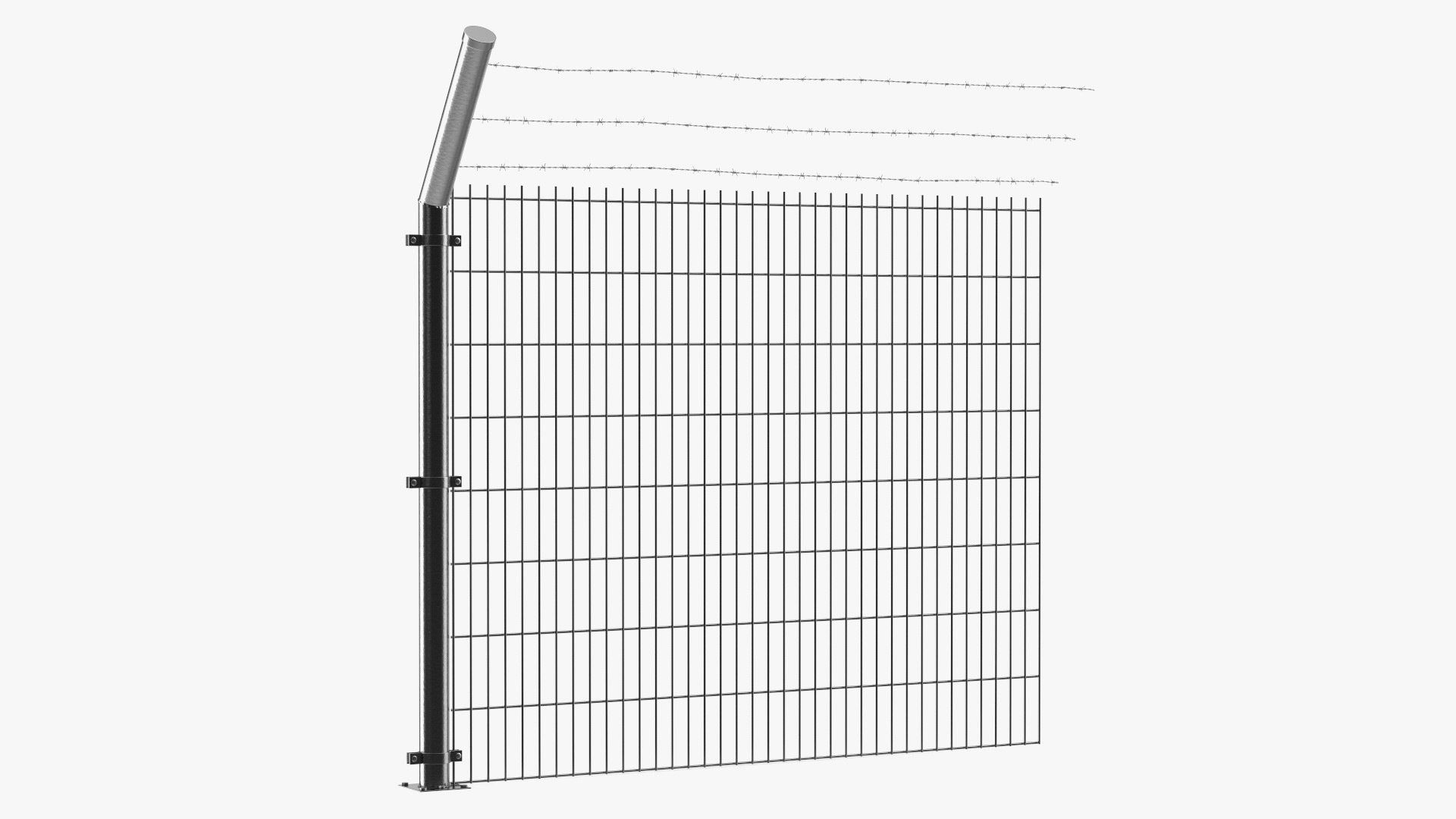 Mesh Fence With Barber Wire 3D model preview