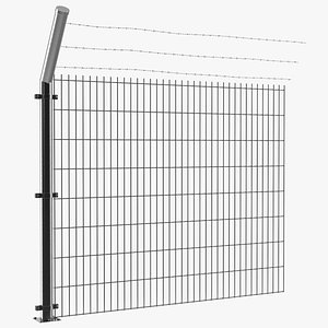 3D Mesh Fence With Barber Wire model
