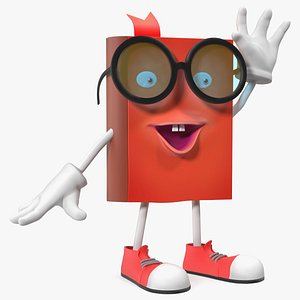 3D Friendly Cartoon Book Red
