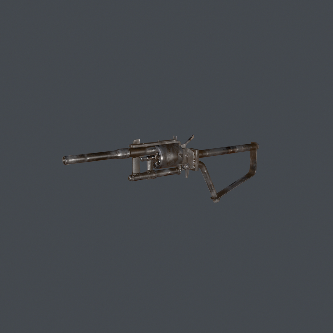 3d post-apocalyptic revolver model