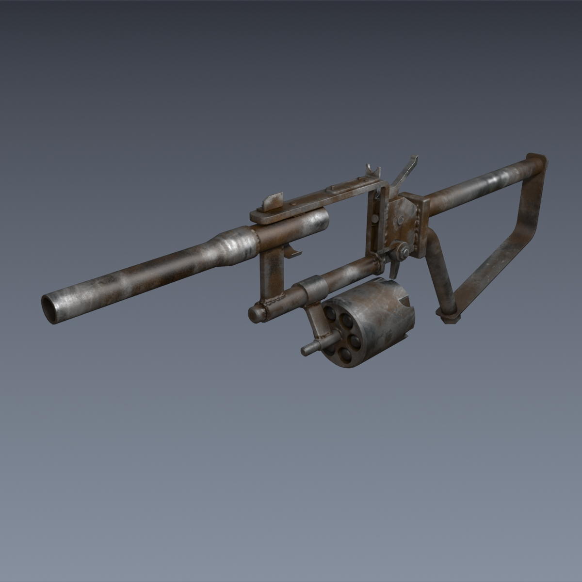 3d post-apocalyptic revolver model