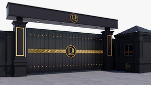 3D Main Site Entrance Gate Door 2 3D model