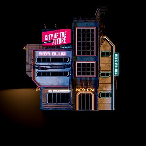 3D SCIFI CYBERPUNK FUTURISTIC NEON BUILDING 06 model