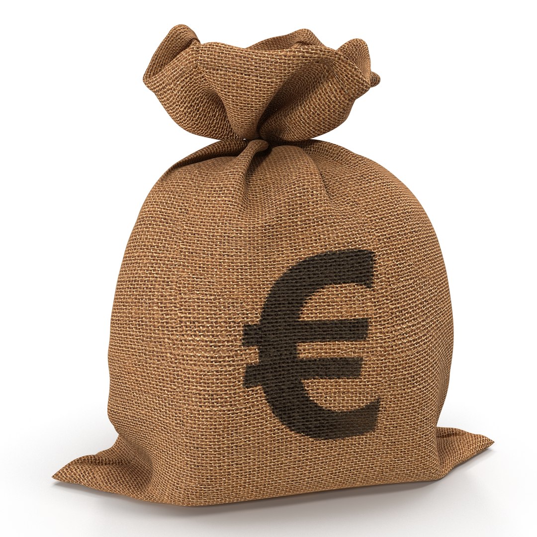 Money Bag 2 Euro 3D Model 3D model preview