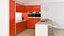 3D red kitchen with a bar