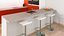 3D red kitchen with a bar