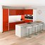 3D red kitchen with a bar