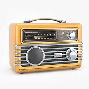 3D Retro portable radio Low-poly model