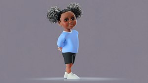 Afro Girl - Rigged cartoon character