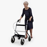 Old Woman and Rollator walking chair
