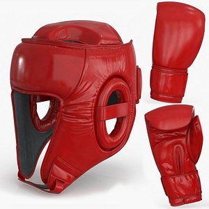 3D Boxing Gloves Head Guard Collection 3D model