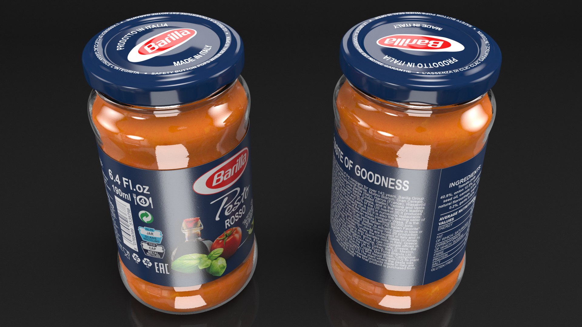 Barilla Pesto Sauce 190 ml Set 3D model https://p.turbosquid.com/ts-thumb/Nu/nlHwrZ/74/barillapestosauce190mlset3dmodel017/jpg/1622553450/1920x1080/fit_q87/1a710dcd59734cb29e0a06cea7f29513e0091af6/barillapestosauce190mlset3dmodel017.jpg