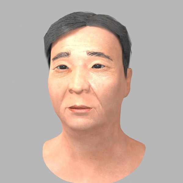 realistic asian man head 3D