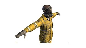 Man firefighter with mask 3D