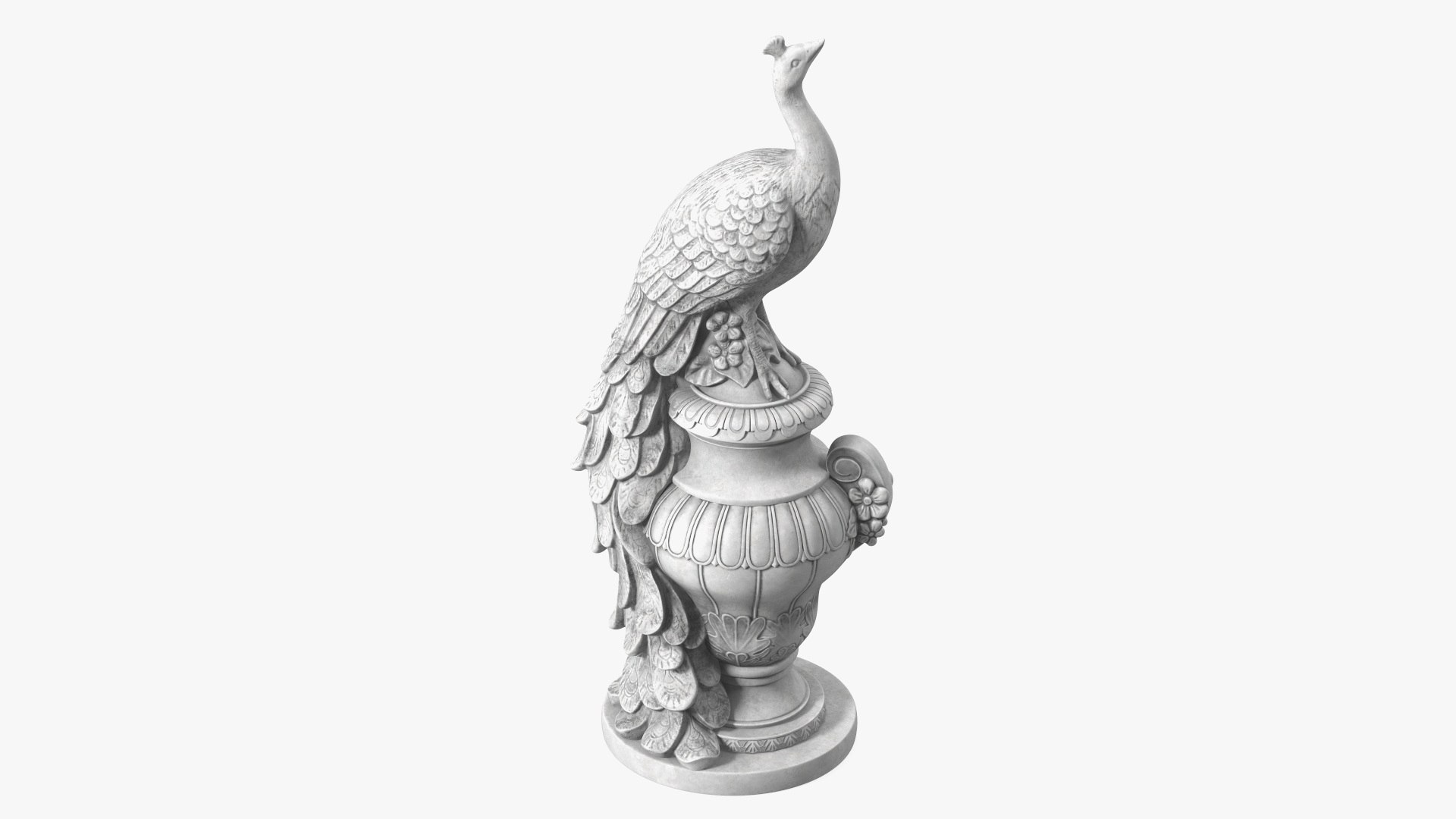 Peacock Statue Marble for Print 3D model preview