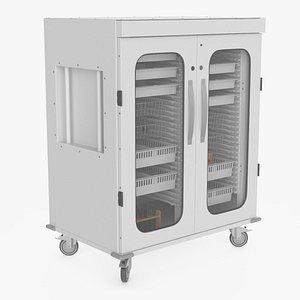 3D model Medical Storage Cabinet 2 Cells with Test Tubes and Vessels