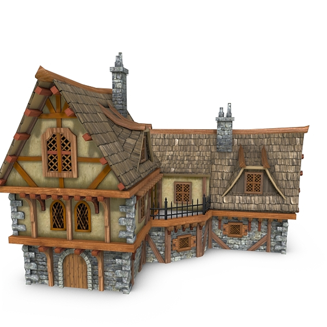 Medieval Coaching Inn Buildings 3d Obj