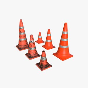 Traffic Cones Set Lowpoly model