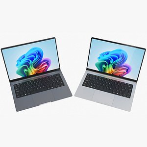 Samsung Galaxy Book6 14 inch Gray and Silver Rigged 3D model