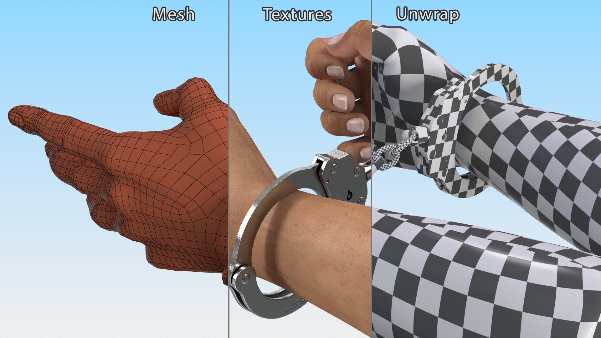 3D Man Hands with Short Chain Handcuffs - TurboSquid 2025920