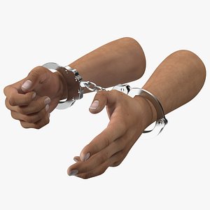 3D Man Hands with Short Chain Handcuffs