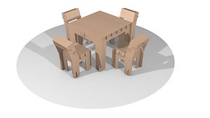 cardboard table and chair set model