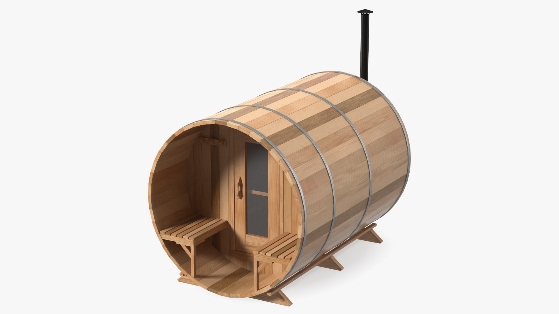 Red Cedar Barrel Sauna 3D model preview