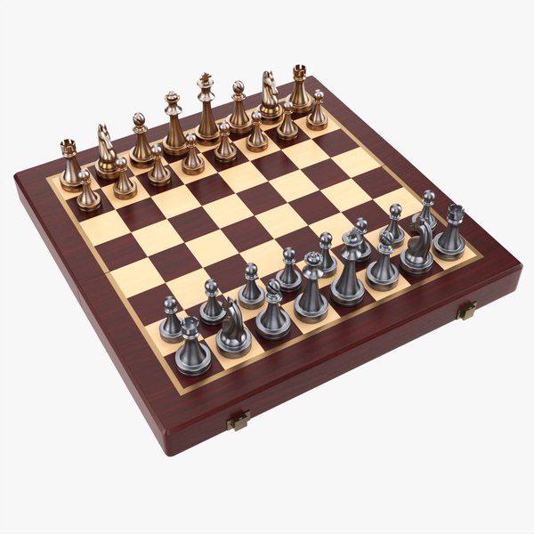 3D Chessboard with metallic pieces