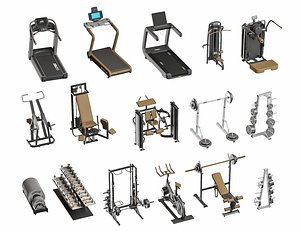 3D Gym Equipment Collection Fitness Equipment Collection