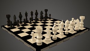 chess board pieces 3d model