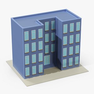 Low Poly Residential Building Blue