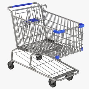 Shopping Cart Metal Blue 3D
