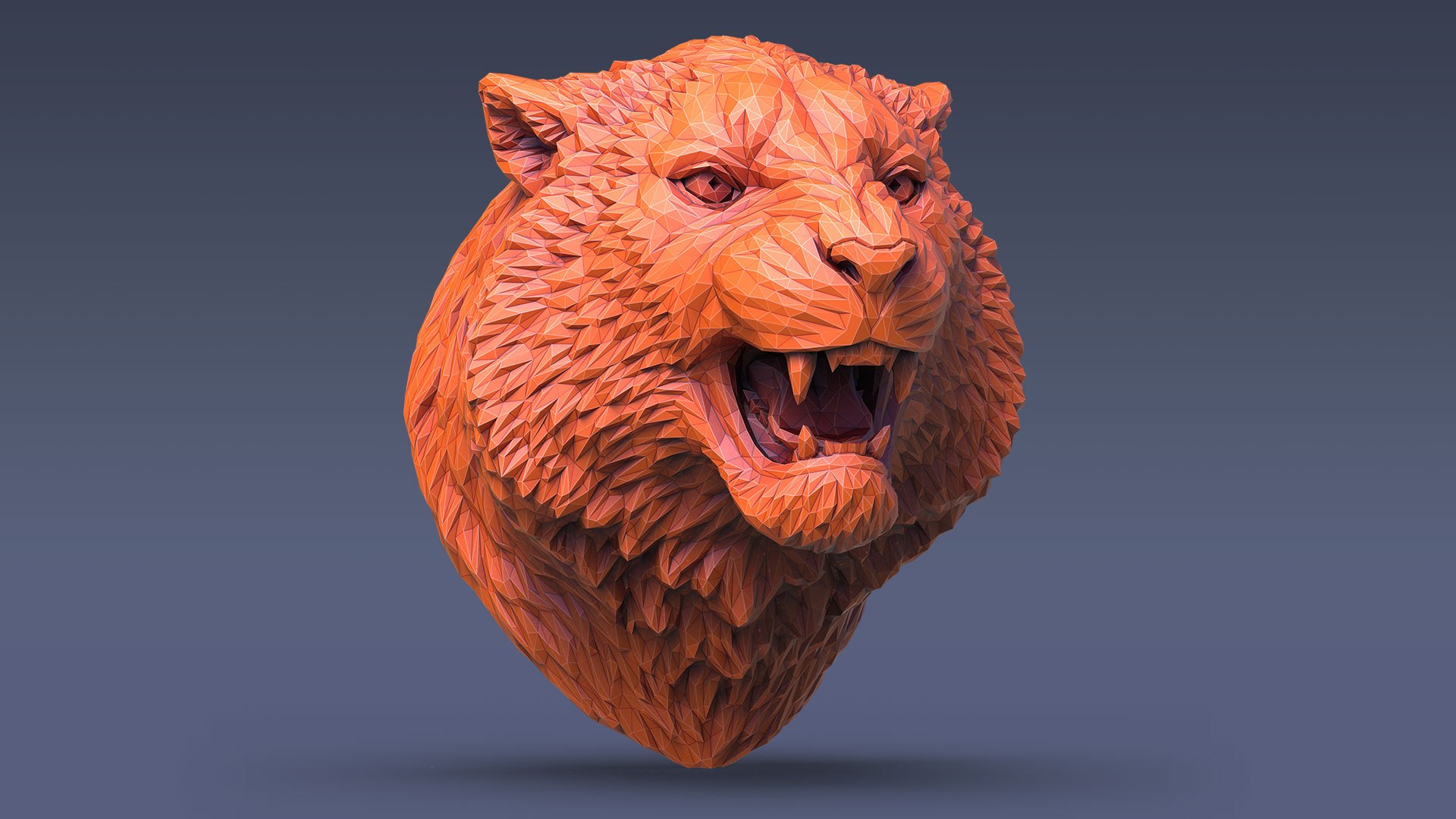 3D Model Tiger Head Angry Animal Polygonal Sculpture - TurboSquid 2212839