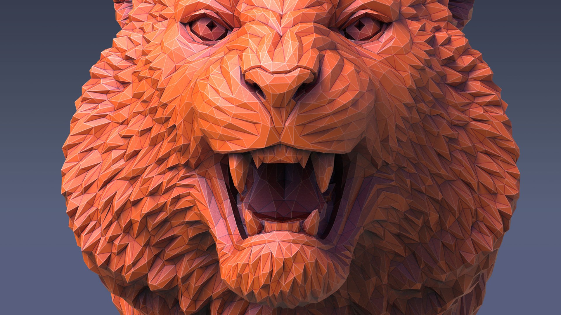 3D Model Tiger Head Angry Animal Polygonal Sculpture - TurboSquid 2212839