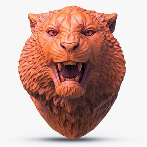 Tiger Head Angry Animal Polygonal Sculpture