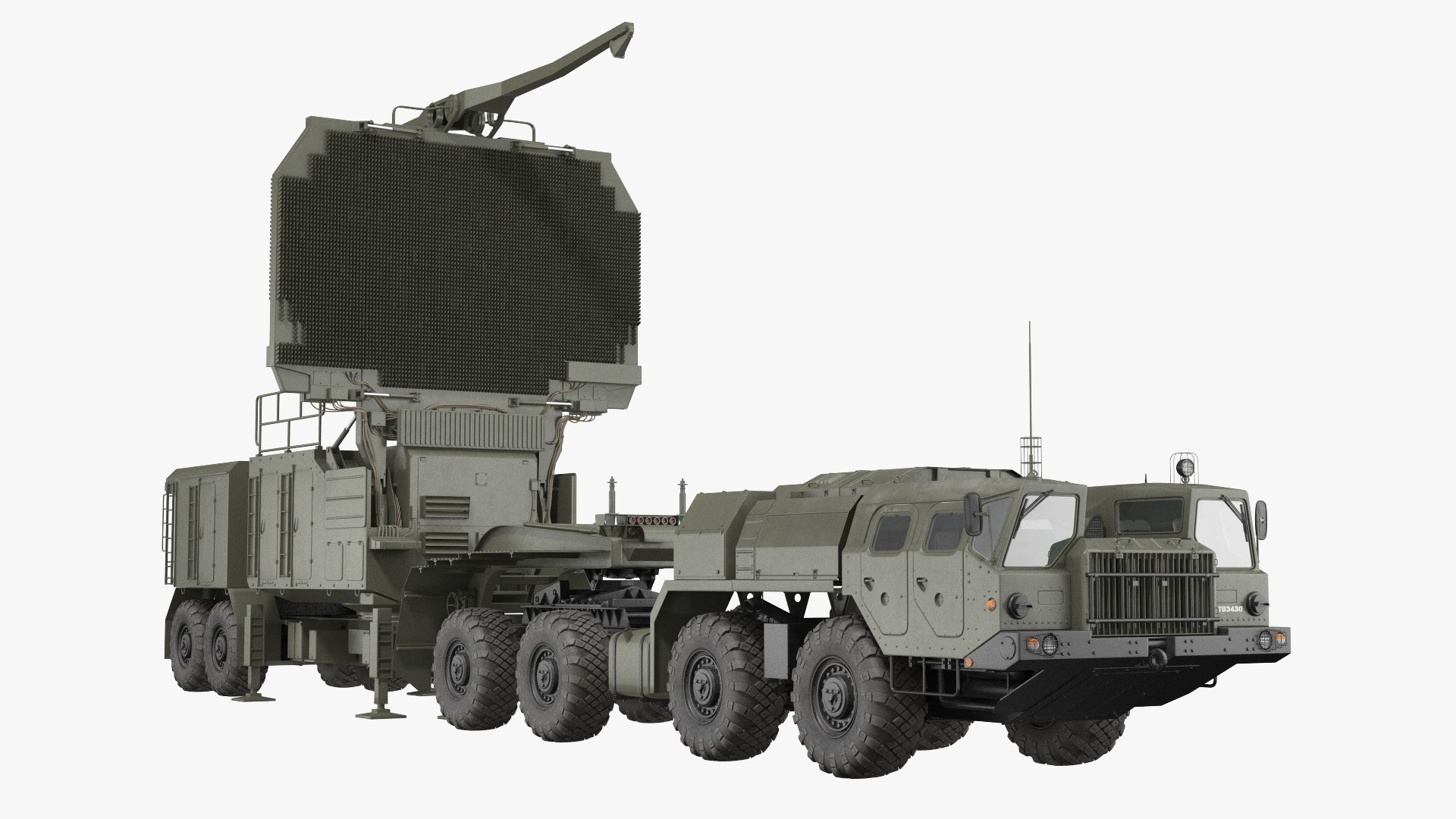 MAZ 74106 with 64N6 Big Bird Radar Green 3D model preview