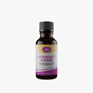 3D Medicine oil glass bottle