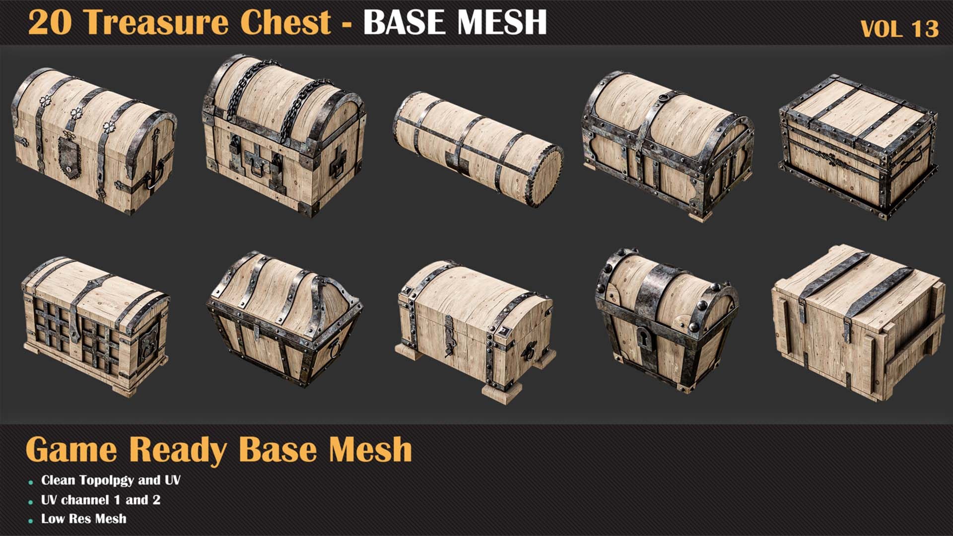 20 Treasure Chest BASE MESH - VOL 13 3D - TurboSquid 2501927