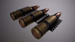 3D Machine gun belt from Kalashnikov cartridge model