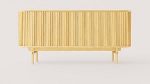 Modern Fluted Wood Sideboard Cabinet