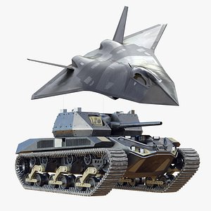 Future Jet Fighter and Tank 3D model