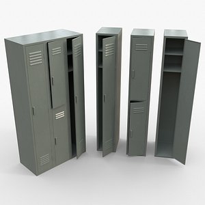 PBR School Gym Locker 04 - Pale Green 3D model