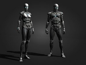 3D robot cyborg sci model
