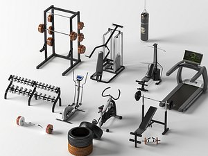 Gym Fitness Equipment 3D Model Workout Machine Pack 3D